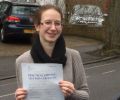 Helen with Driving test pass certificate
